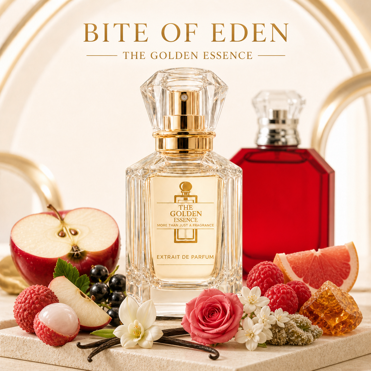 Bite of Eden – The Golden Essence mit Apfel, Litschi, Beeren, Rose, Jasmin, Vanille und Amber