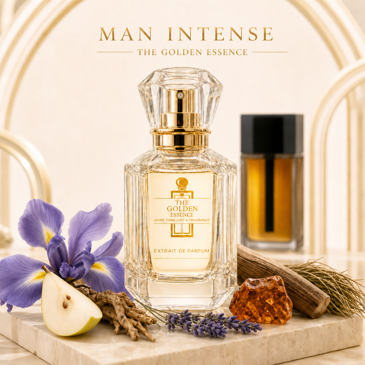 MAN Intense – The Golden Essence mit Iris, Birnenfacette, Amber und Zedernholz